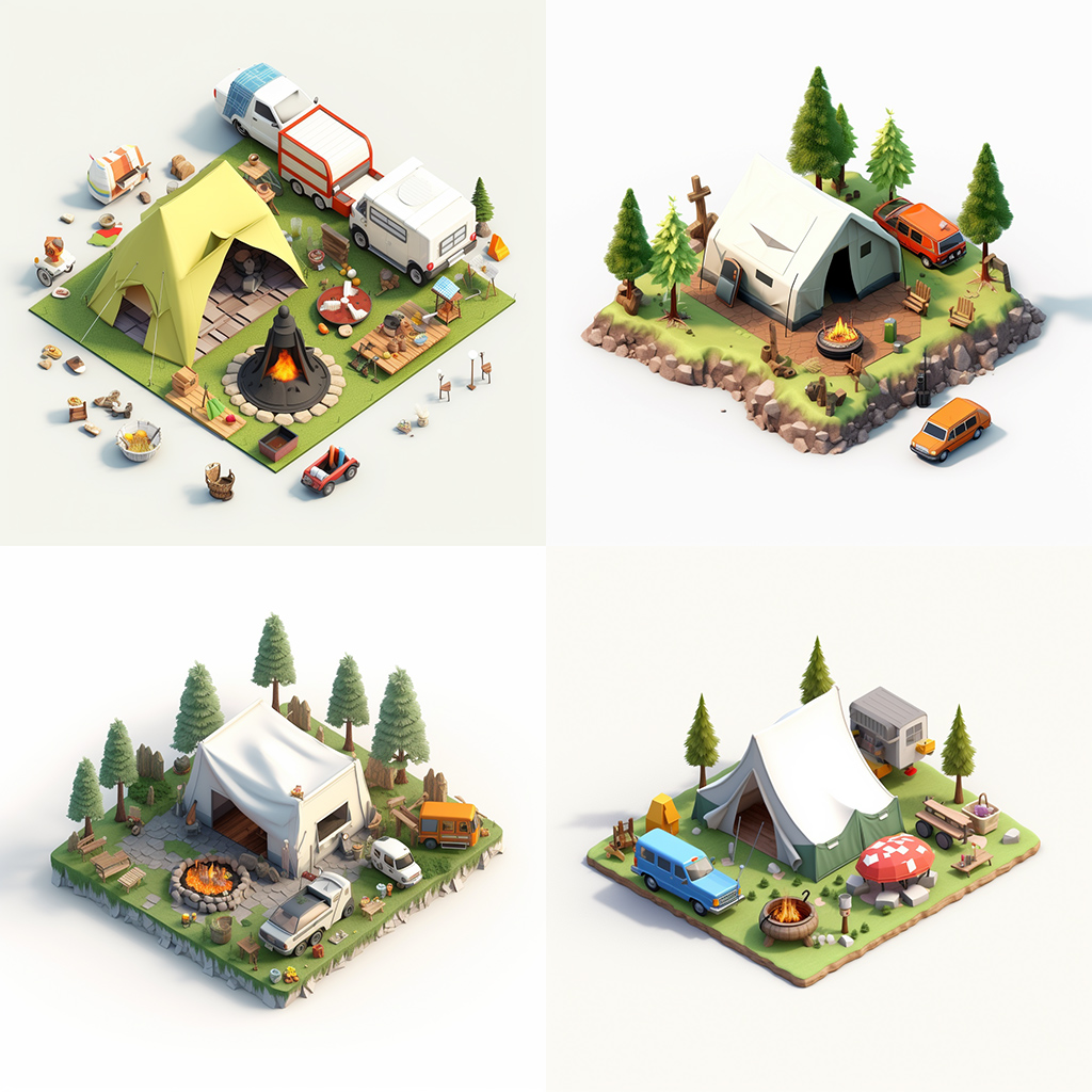 一组非常牛B的等轴 3D 模型插画