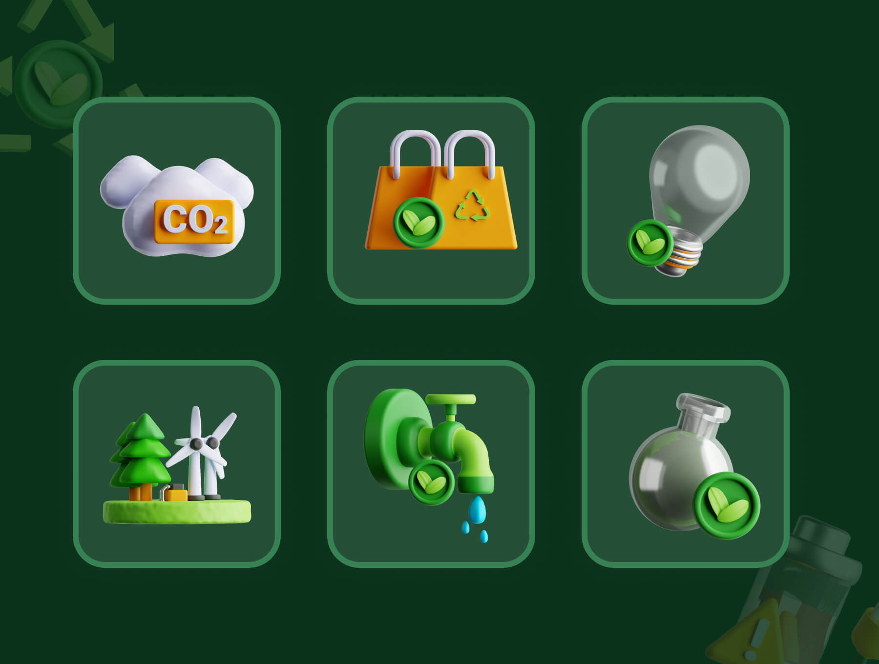 20个漂亮的绿色充电桩电池风车能源主题ICON图标素材包（Blender）