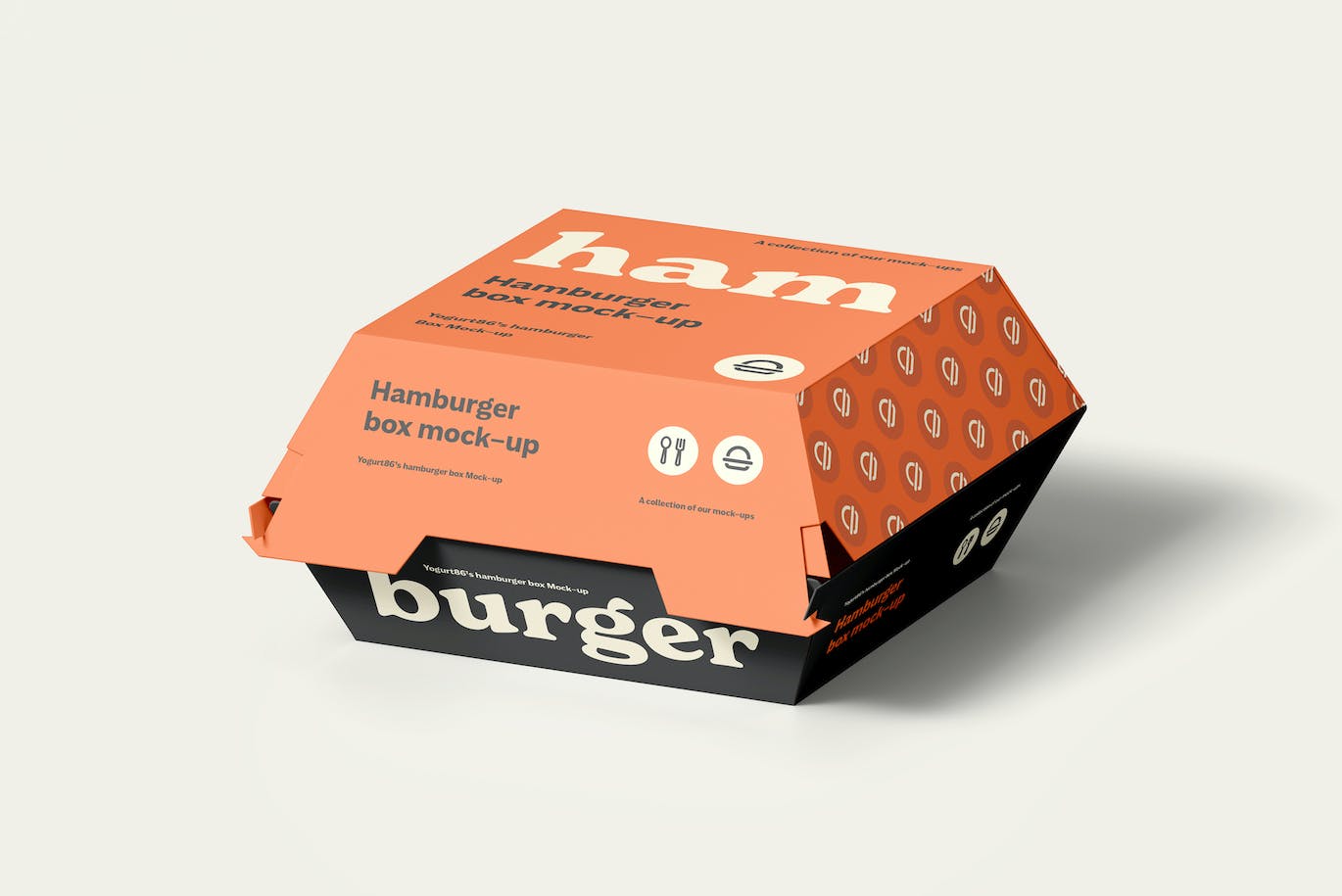 6个逼真汉堡盒子实物模型PSD样机素材