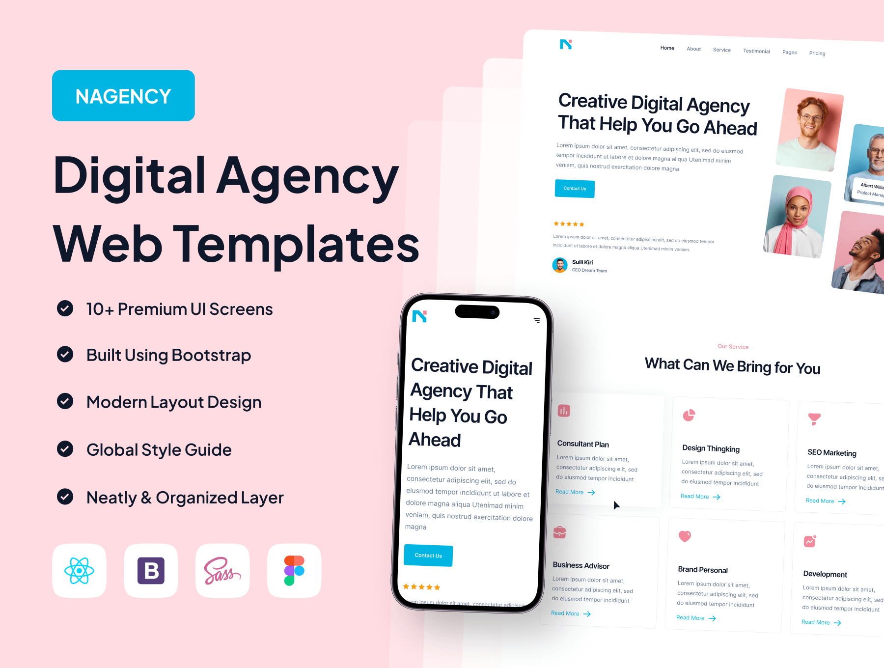 10个设计简洁的数字营销服务网站界面素材包