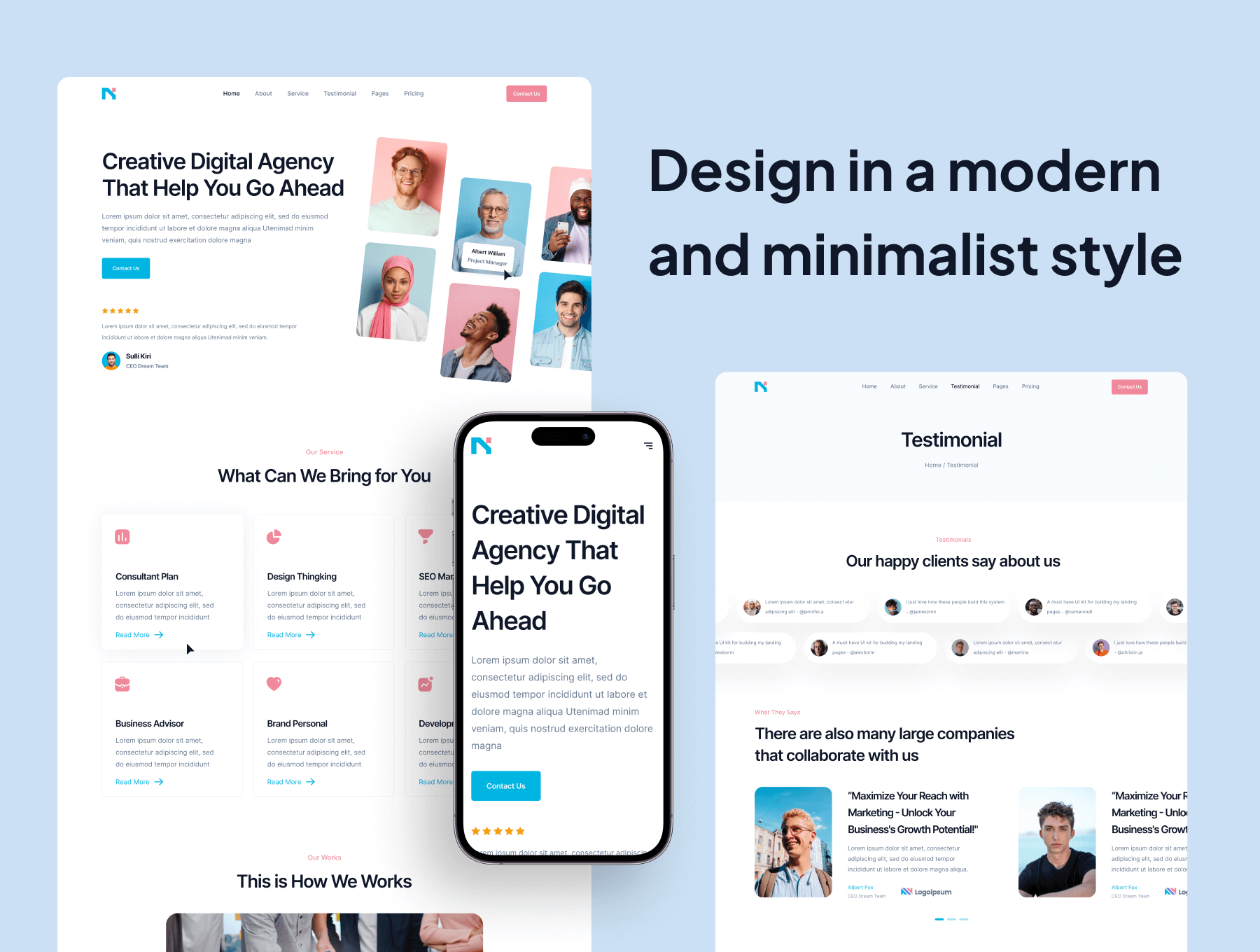 10个设计简洁的数字营销服务网站界面素材包