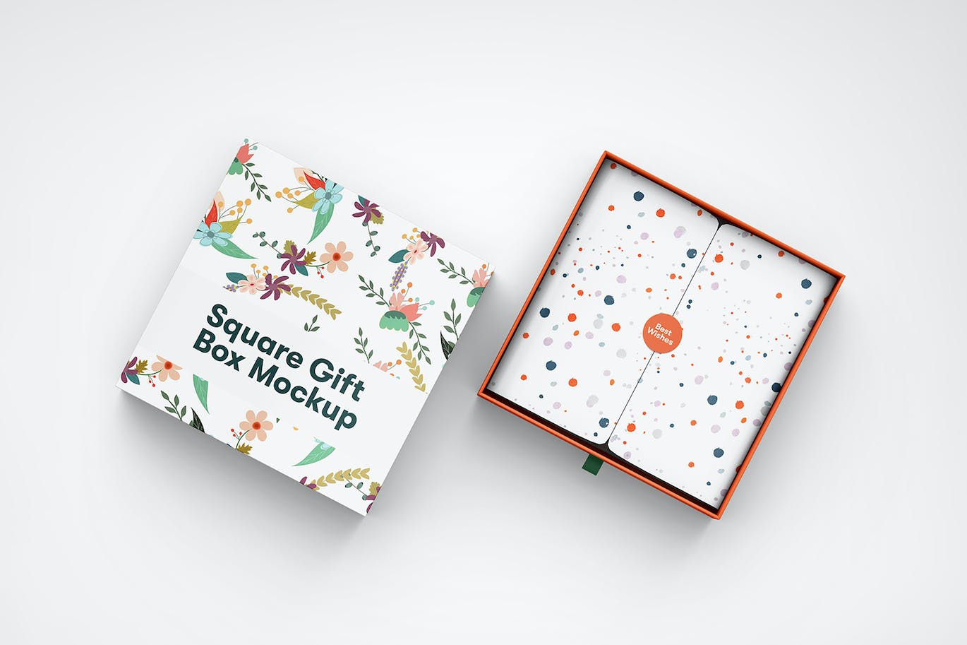 效果逼真的方形纸礼品盒PSD样机素材