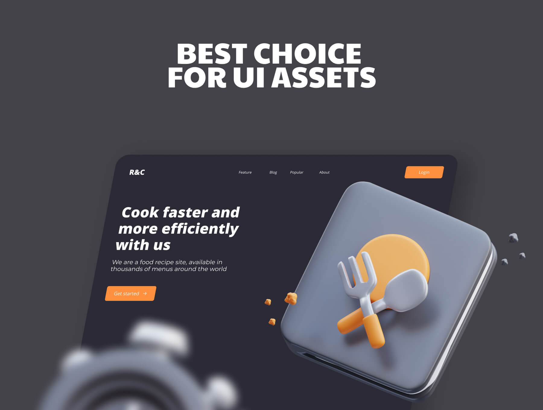 30个黑金烹饪主题3D图标素材包（Blender）