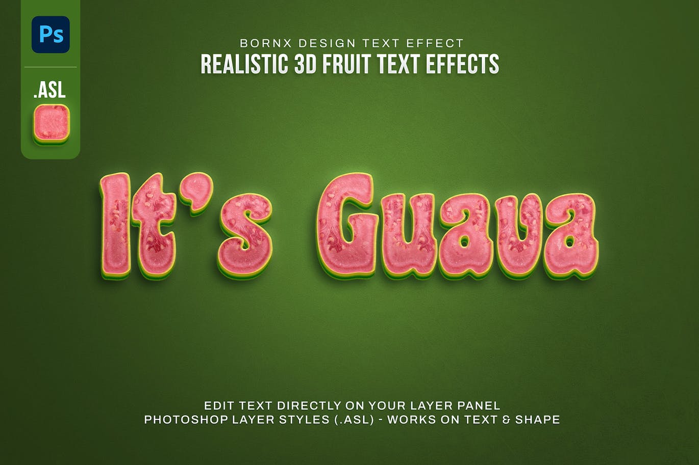 10个时尚逼真的3D立体立体字图层样式PS动作素材