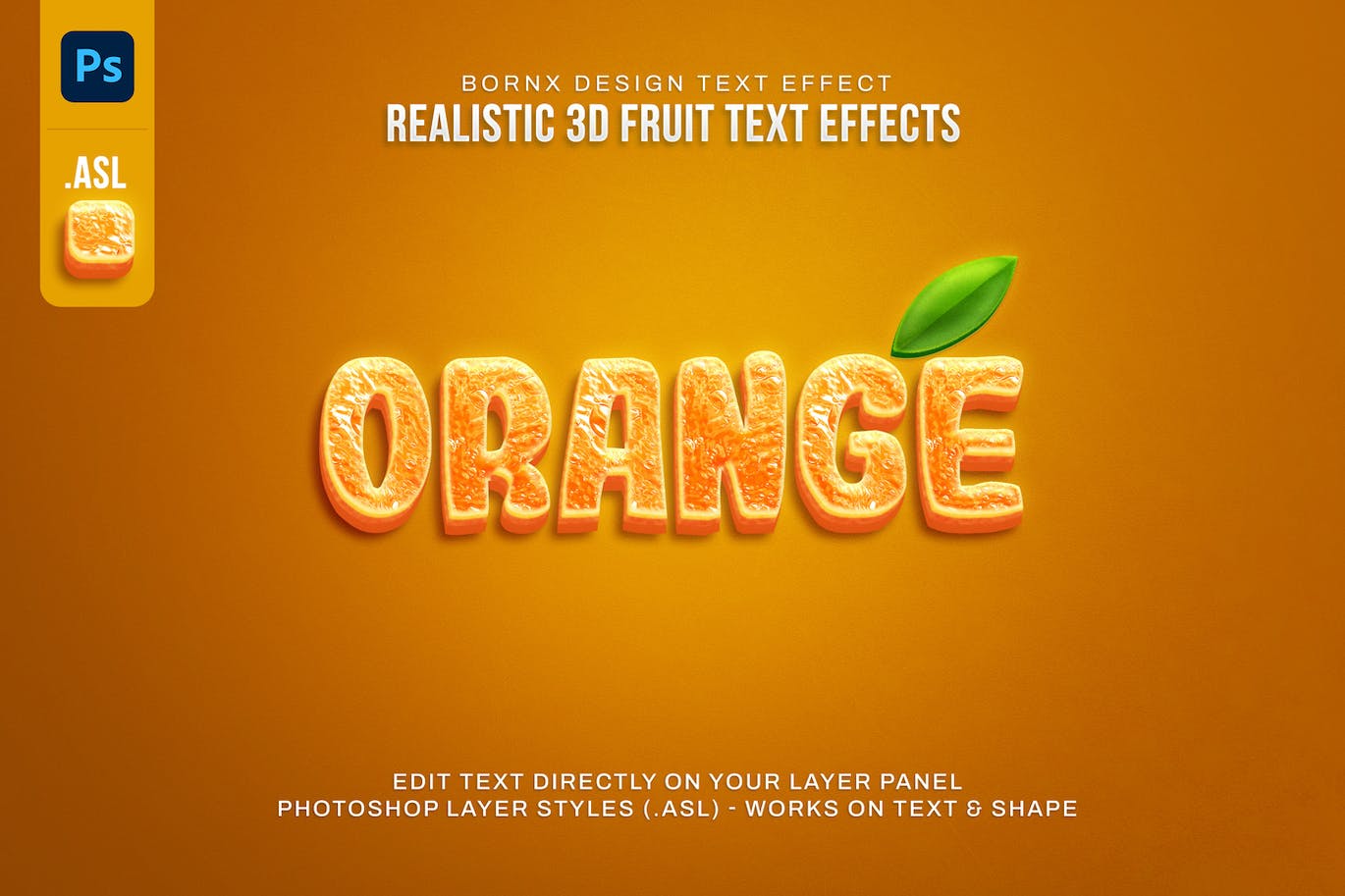 10个时尚逼真的3D立体立体字图层样式PS动作素材