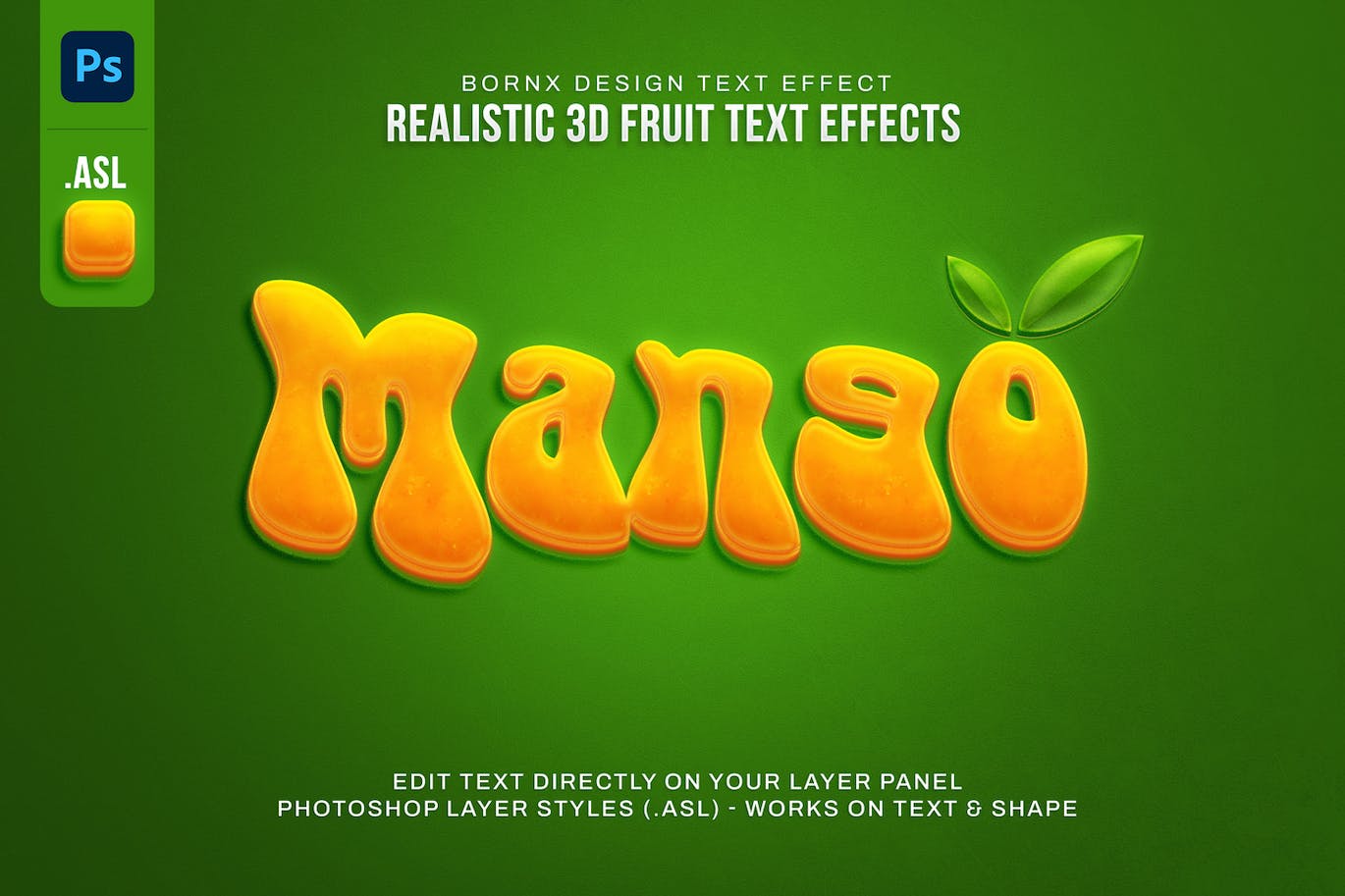 10个时尚逼真的3D立体立体字图层样式PS动作素材