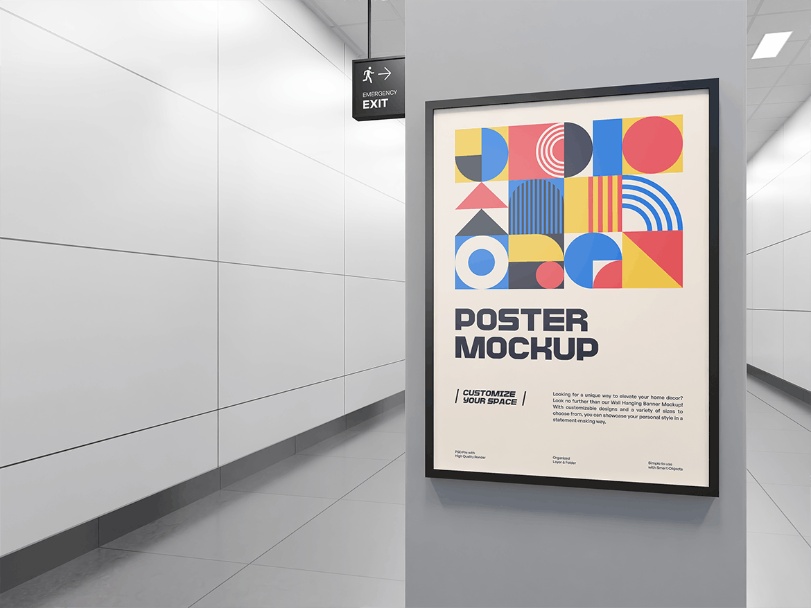 地铁出入口通道广告PSD海报样机素材