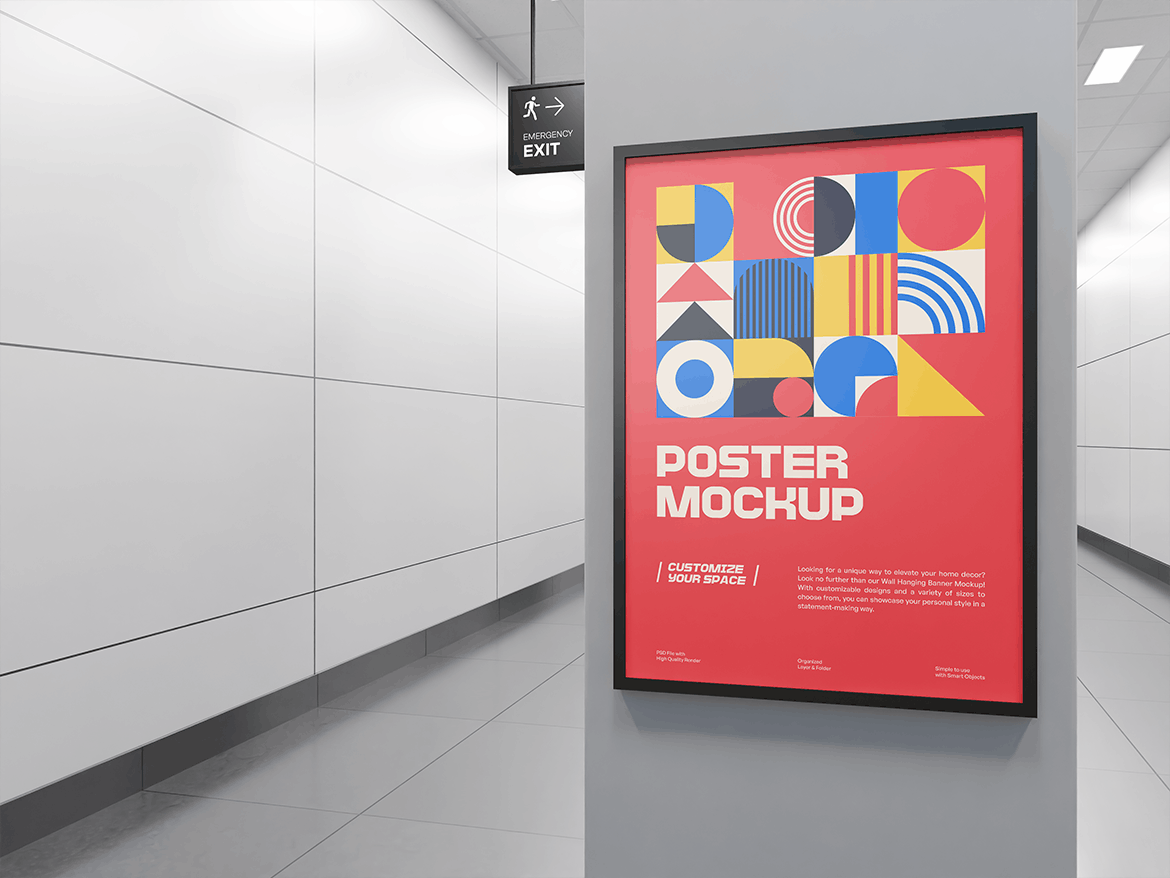 地铁出入口通道广告PSD海报样机素材