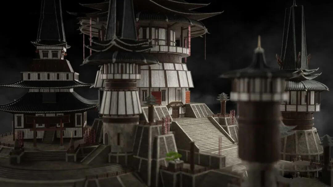 这套仙侠风的3D建筑模型素材，真的太好看了！