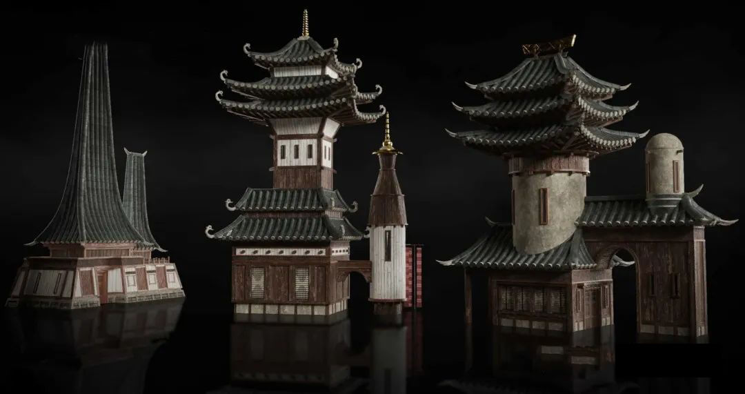 这套仙侠风的3D建筑模型素材，真的太好看了！