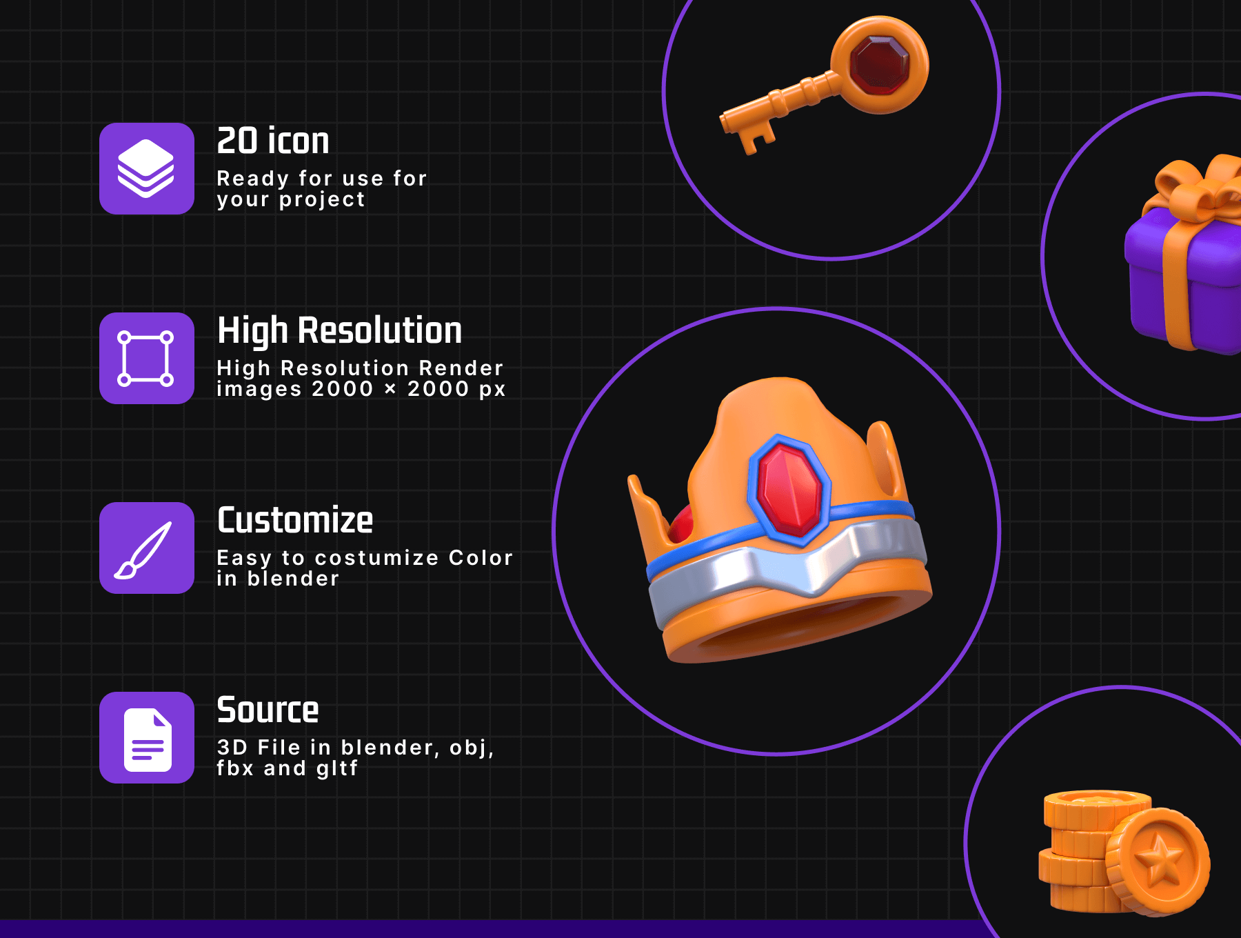 20个适合游戏的3D图标素材包