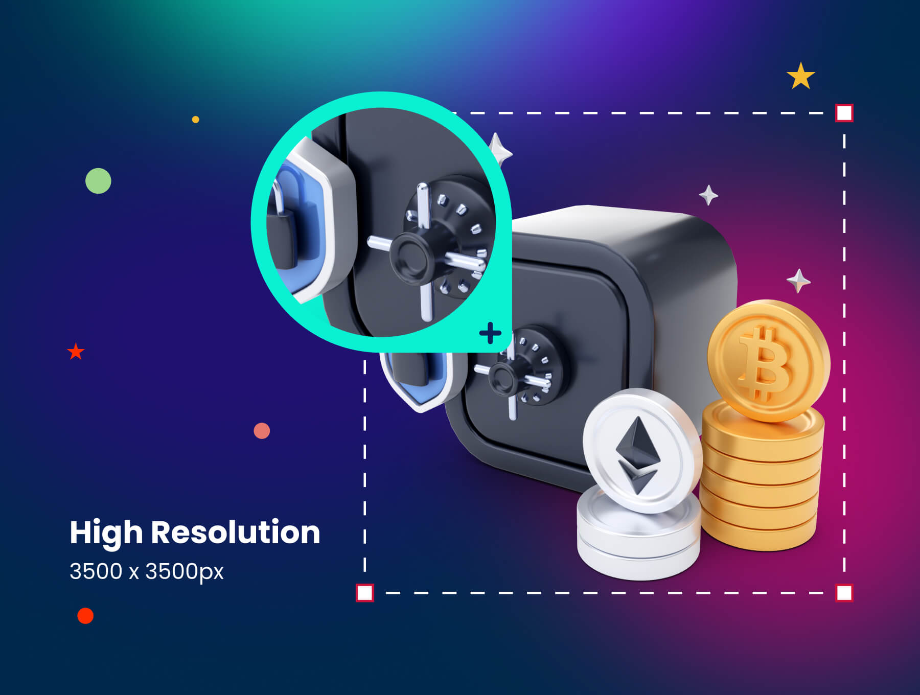 30个加密货币交易主题3D插画素材包