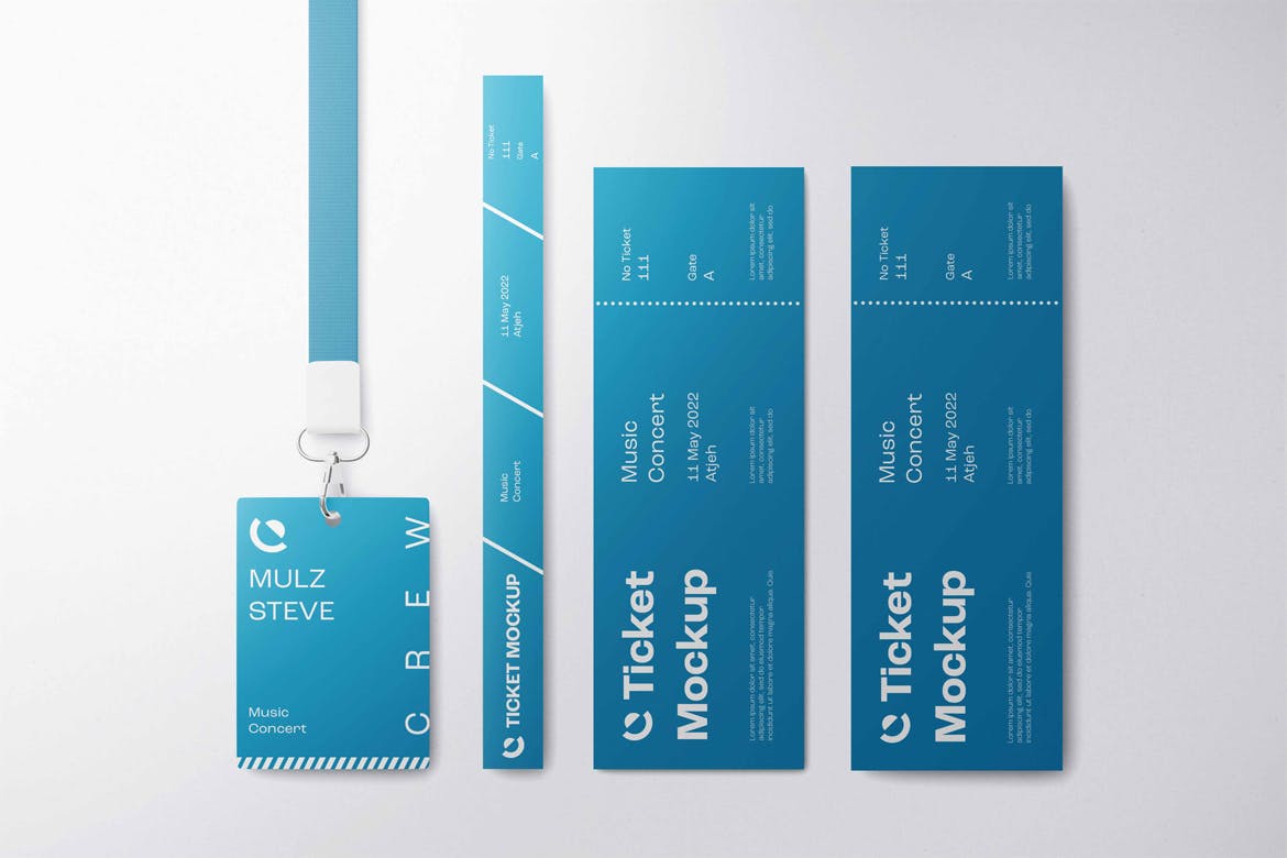 一套身份证机票腕带相关VI设计PSD样机素材包