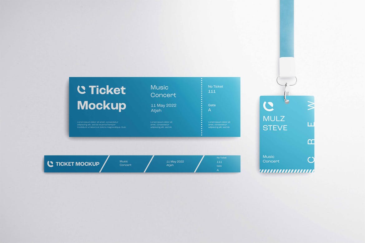 一套身份证机票腕带相关VI设计PSD样机素材包