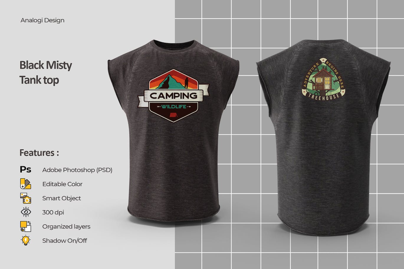 效果真实的黑色薄雾背心服饰PSD样机素材