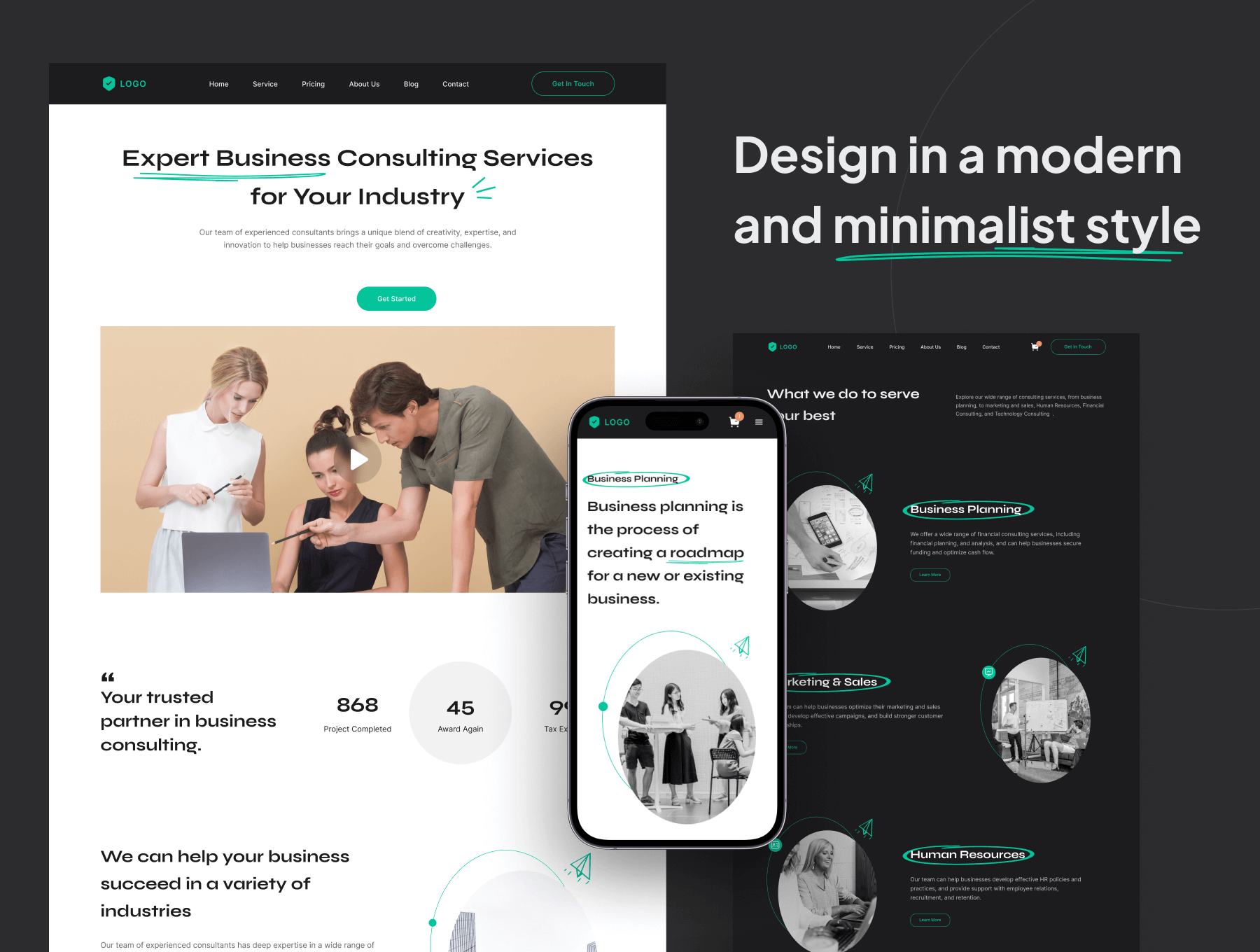 10个设计高级的商业咨询网站界面素材(Figma)