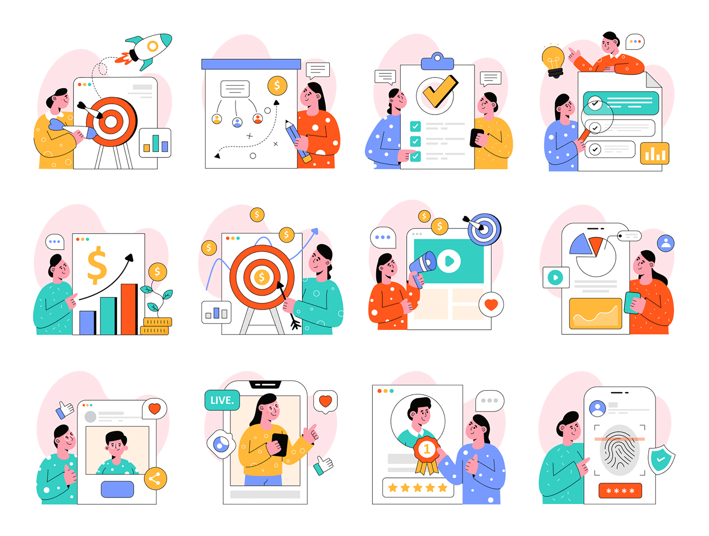 50个风格独特的商业活动矢量插画素材包