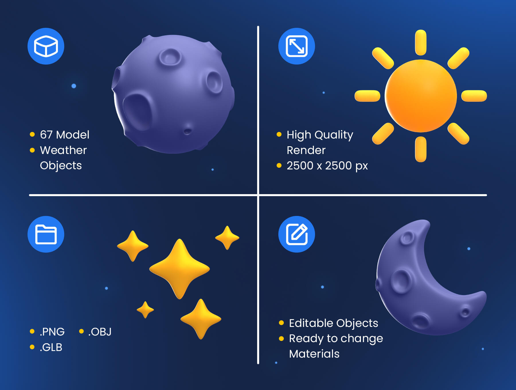 67个天气晴天雨天下雪天主题3D插画素材包