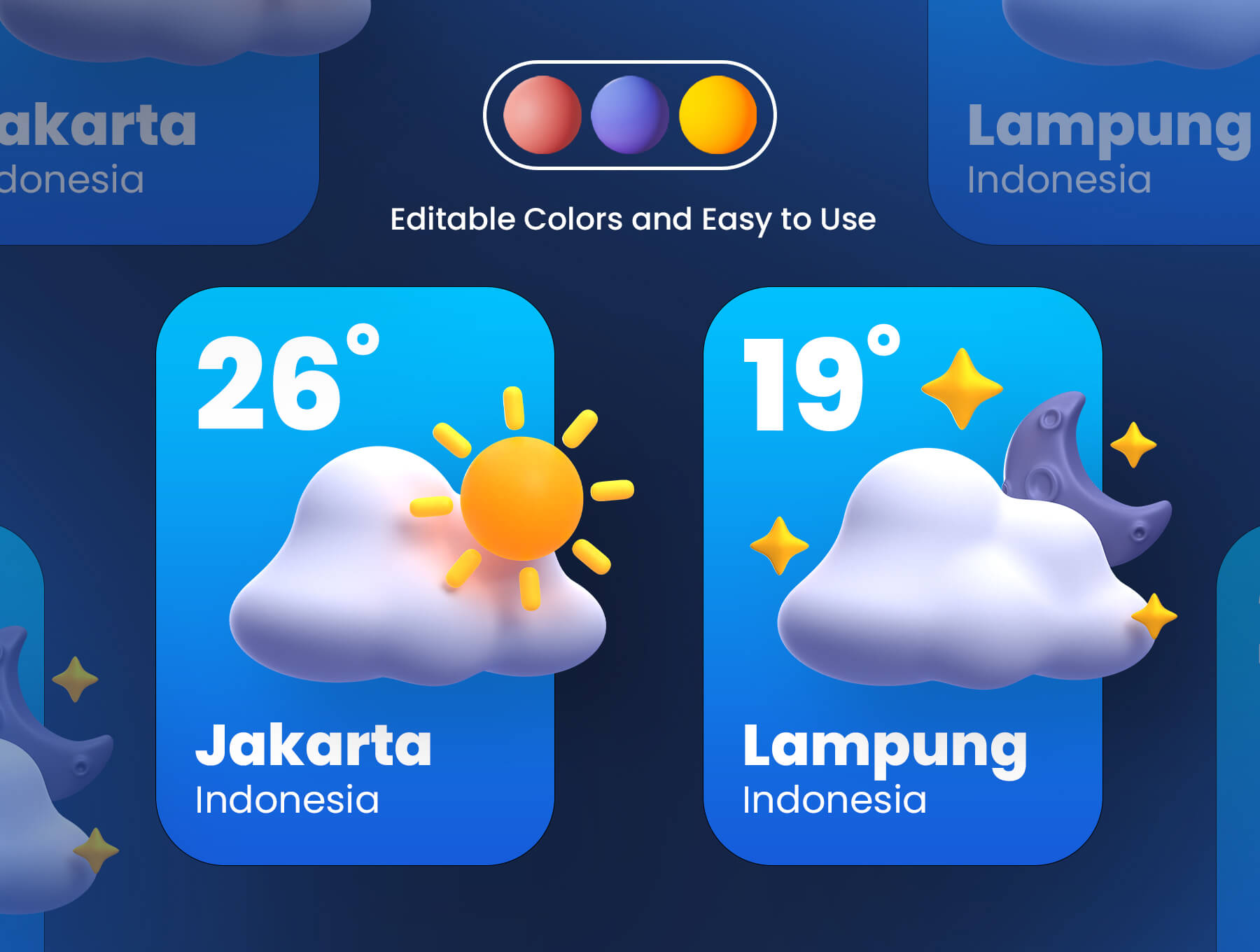 67个天气晴天雨天下雪天主题3D插画素材包