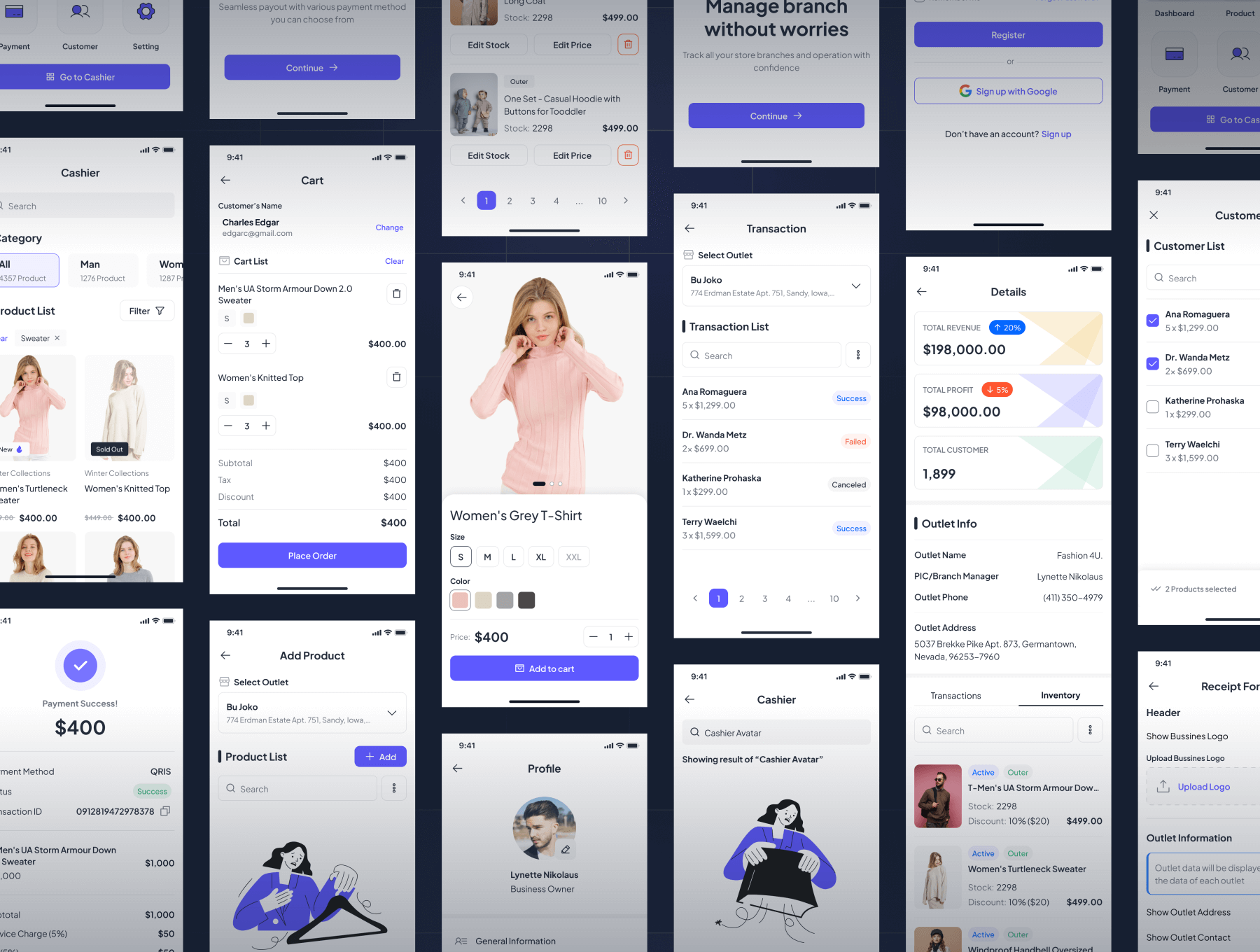 120个紫色国外电商导购主题UI界面素材包（Figma）
