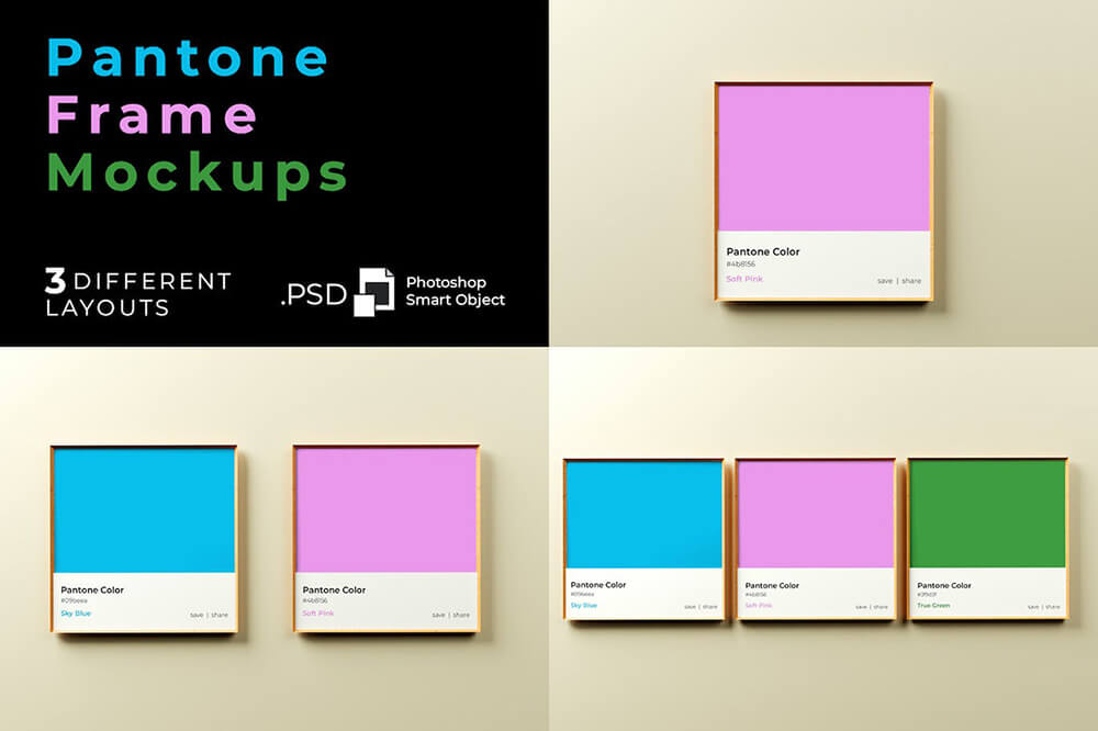 高品质潘通流行色色卡色号PSD样机素材包