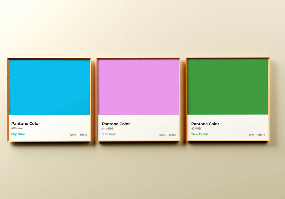 高品质潘通流行色色卡色号PSD样机素材包