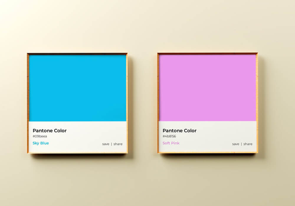 高品质潘通流行色色卡色号PSD样机素材包