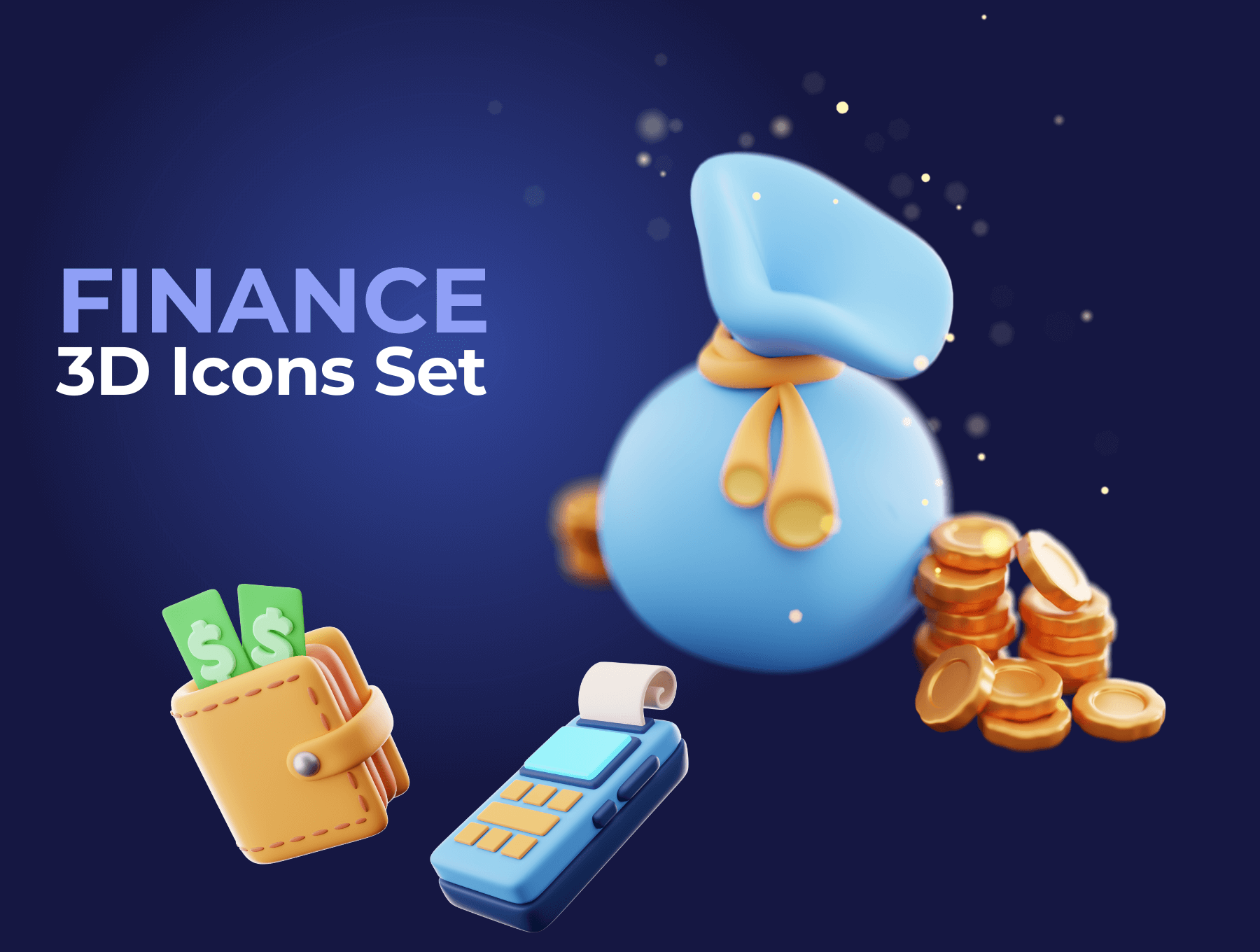 一套跟财务相关的3D图标设计素材包（Blender）