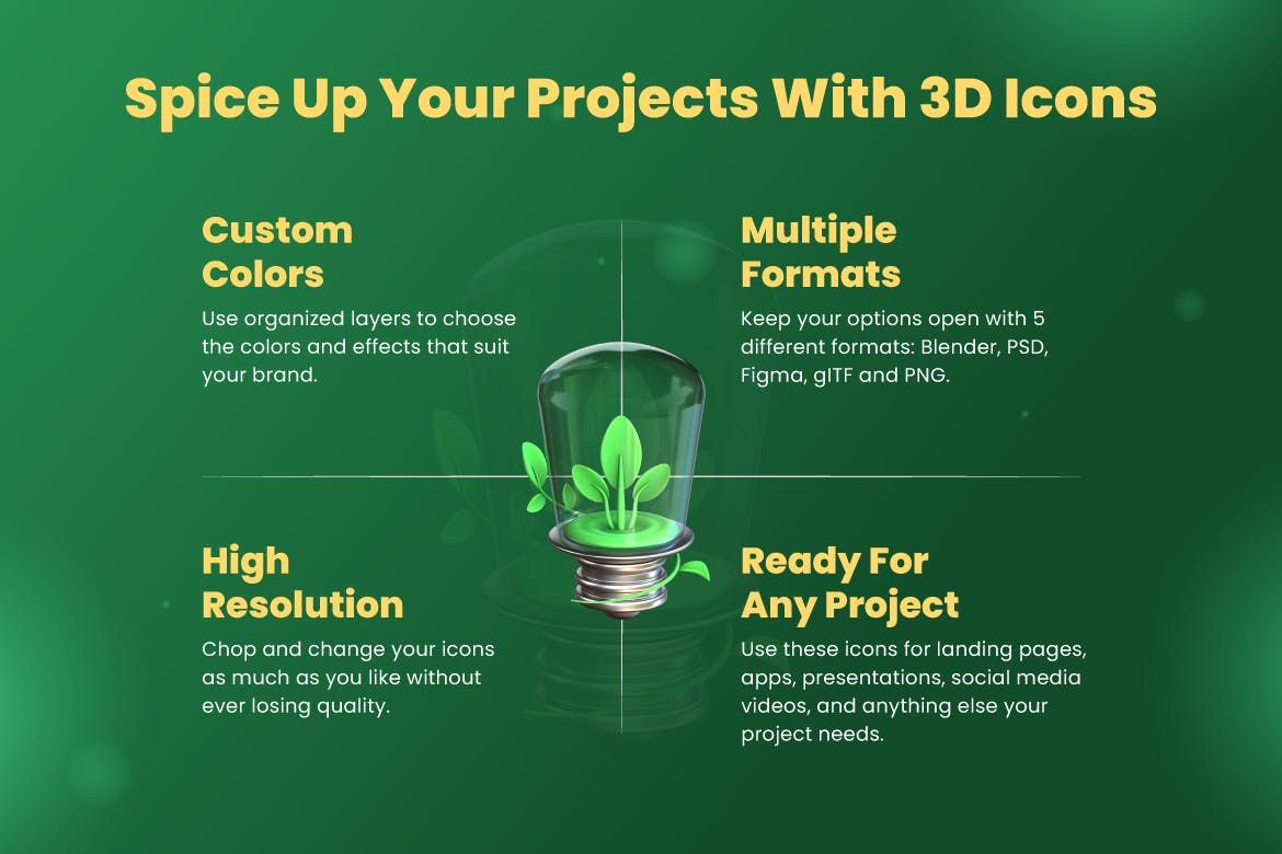 绿色新能源主题3D能量图标素材包(FIG,PNG,PSD,blend)