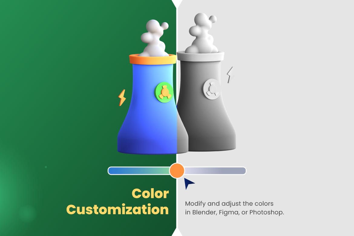 绿色新能源主题3D能量图标素材包(FIG,PNG,PSD,blend)