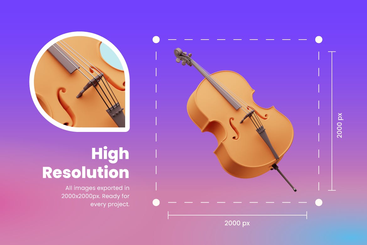 一套3D音乐乐器主题图标素材包(FIG,PNG,PSD,blend)