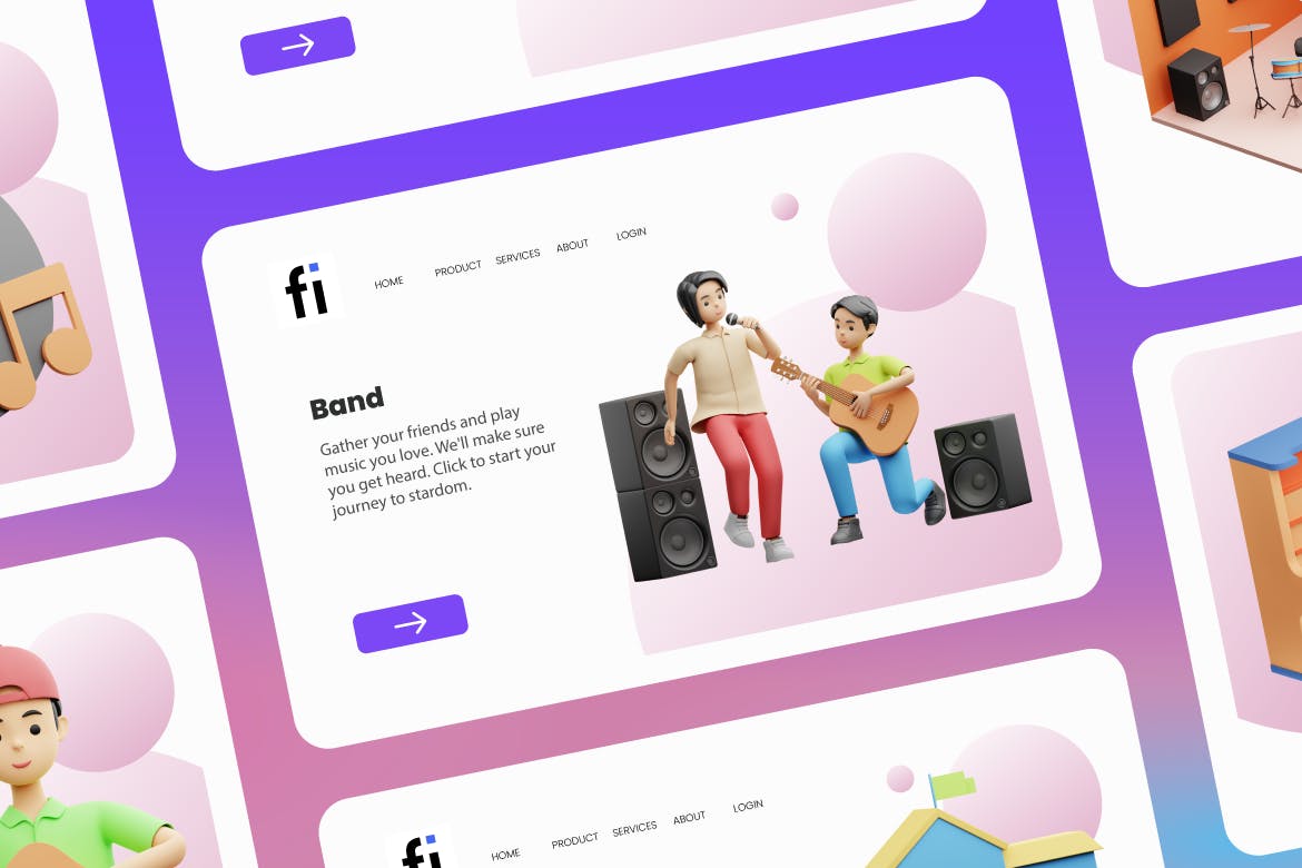 一套3D音乐乐器主题图标素材包(FIG,PNG,PSD,blend)