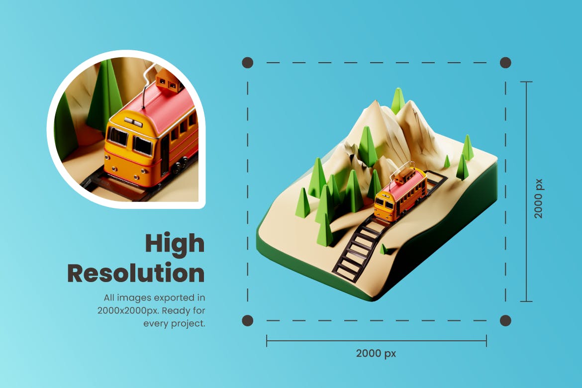 3D交通工具运输图标（FIG,PNG,PSD,blend,gltf）