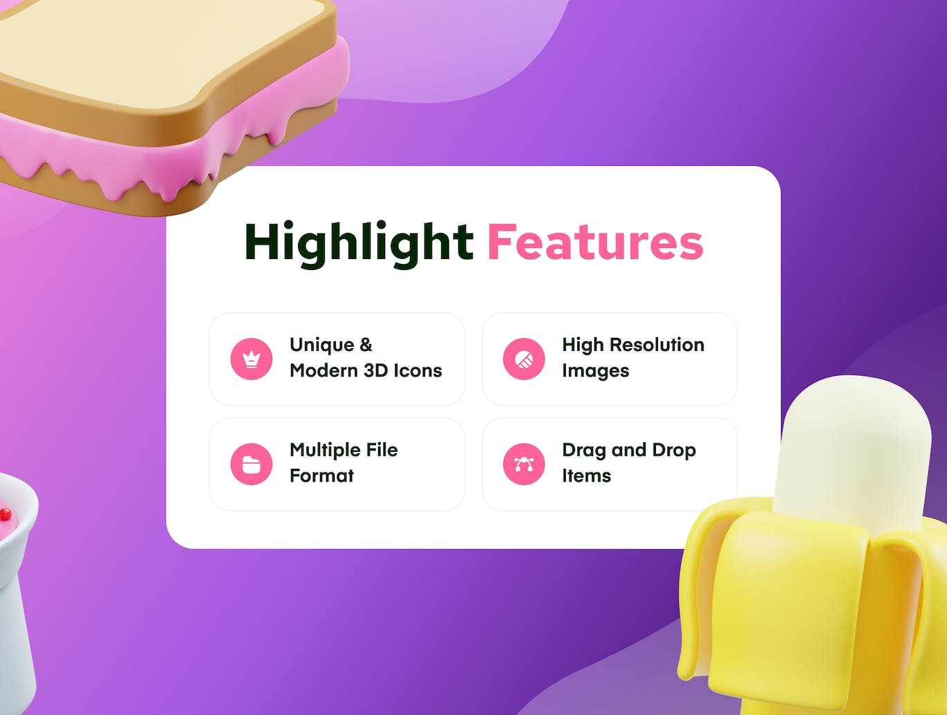 风格非常可爱的冰淇淋3D图标素材包（PNG,obj,fbx）