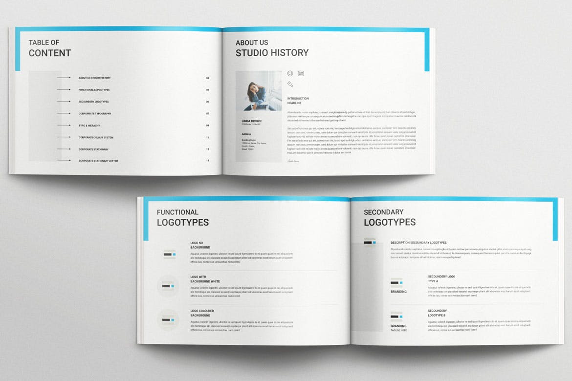 16页蓝色高端充满细节的VI样机PSD素材包(INDD)