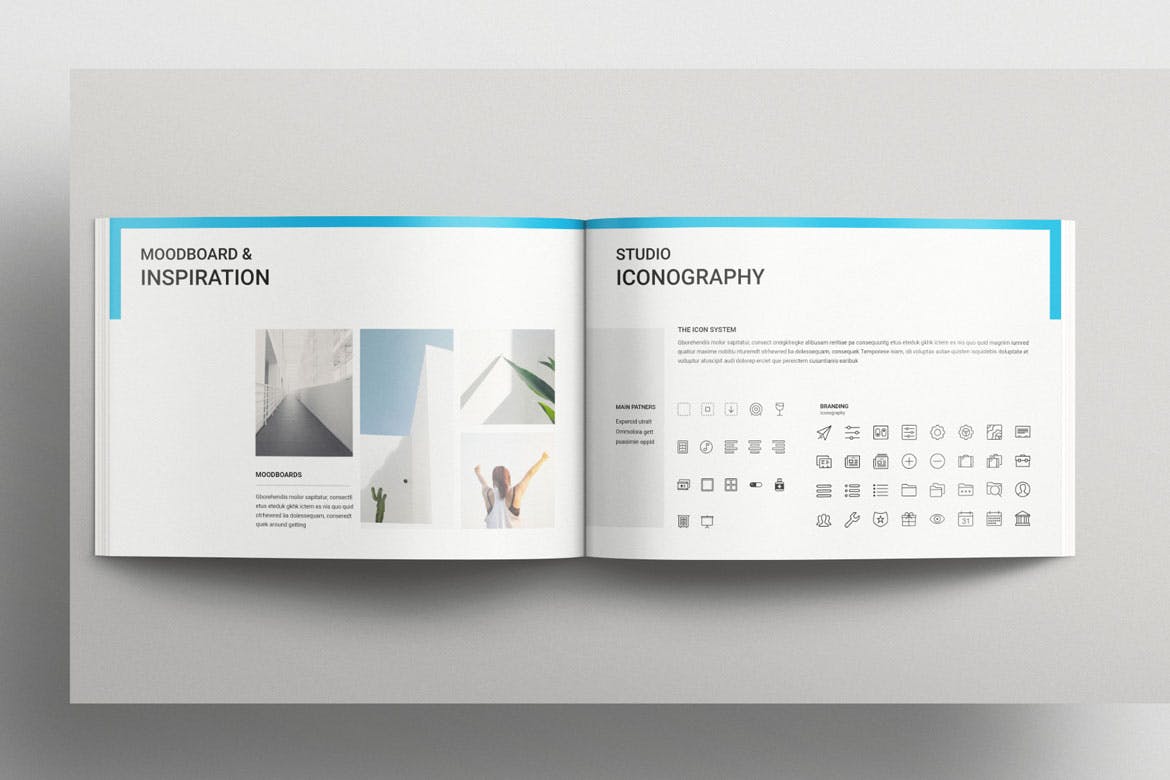 16页蓝色高端充满细节的VI样机PSD素材包(INDD)