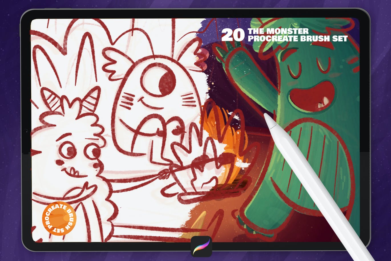 20个适用于怪物皮毛纹理的procreate笔刷素材