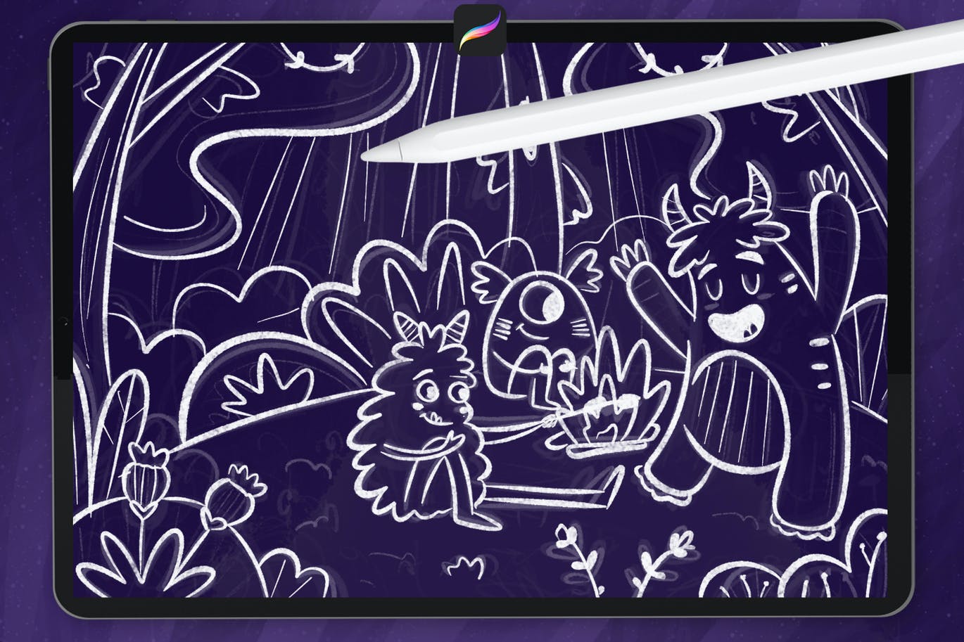 20个适用于怪物皮毛纹理的procreate笔刷素材