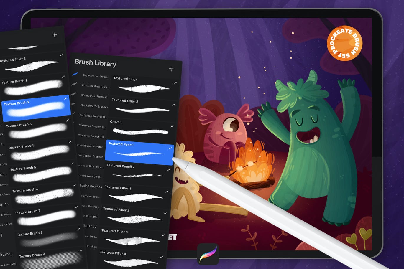 20个适用于怪物皮毛纹理的procreate笔刷素材