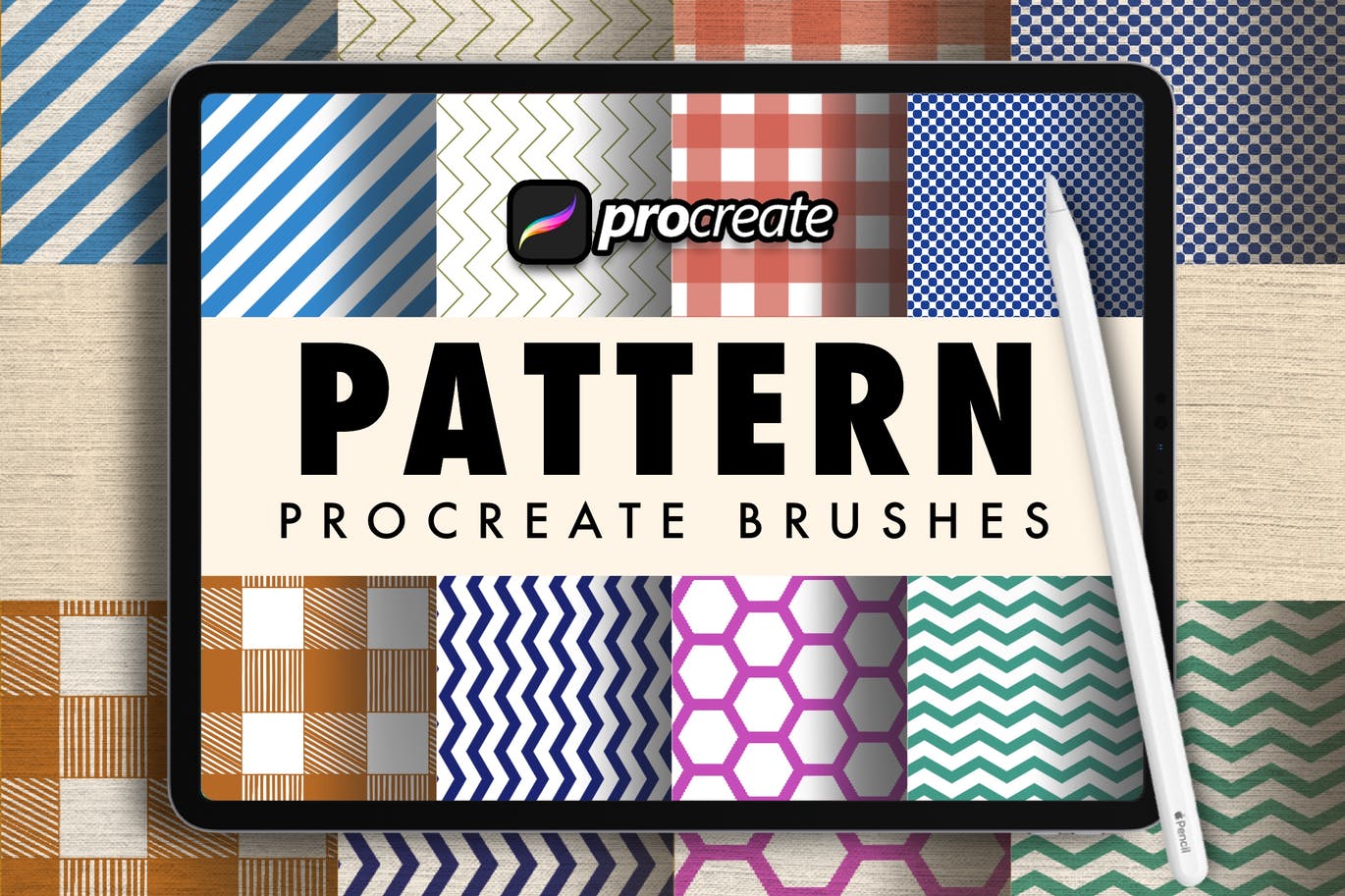 一套用途广泛的Procreate创意图案笔刷素材