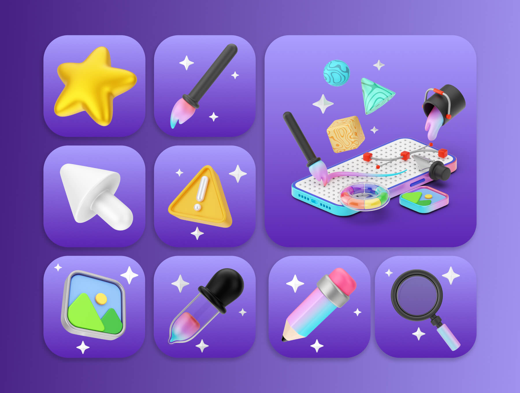 28个用户体验图形设计3D图标素材包(Blender)