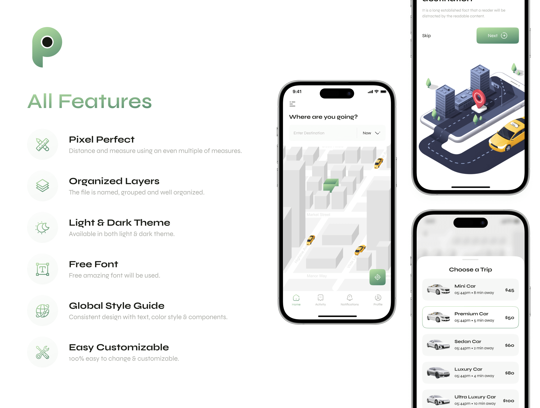 65个出租车预订主题APP UI界面素材包（Figma）