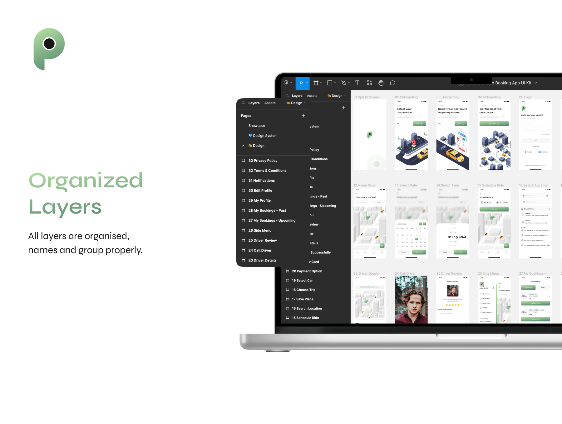 65个出租车预订主题APP UI界面素材包（Figma）
