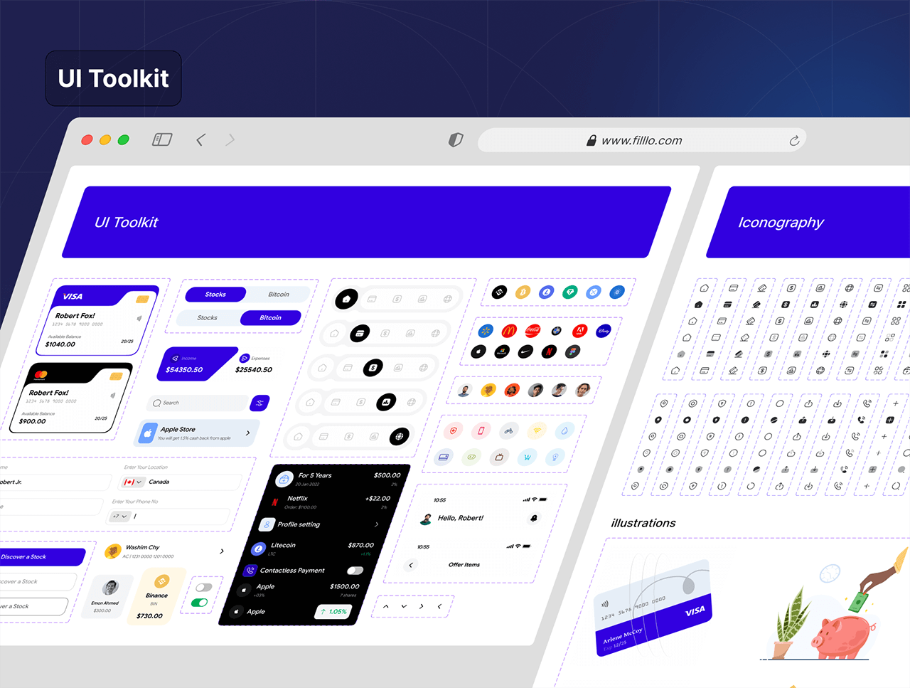 65个充满细节的紫色金融主题APP UI界面素材包