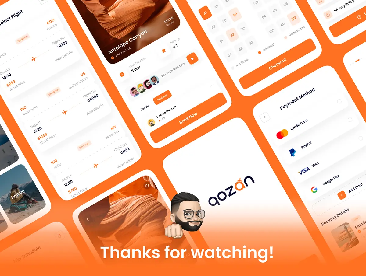 35个艳丽橙色旅游移动APP UI界面素材包