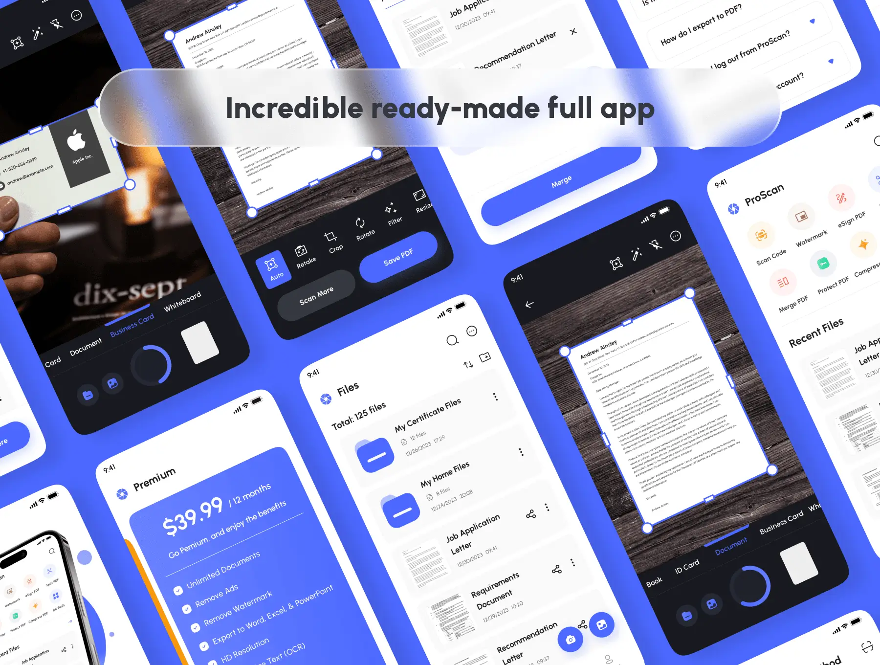 130个紫色文档和PDF扫描仪主题APP UI界面素材包