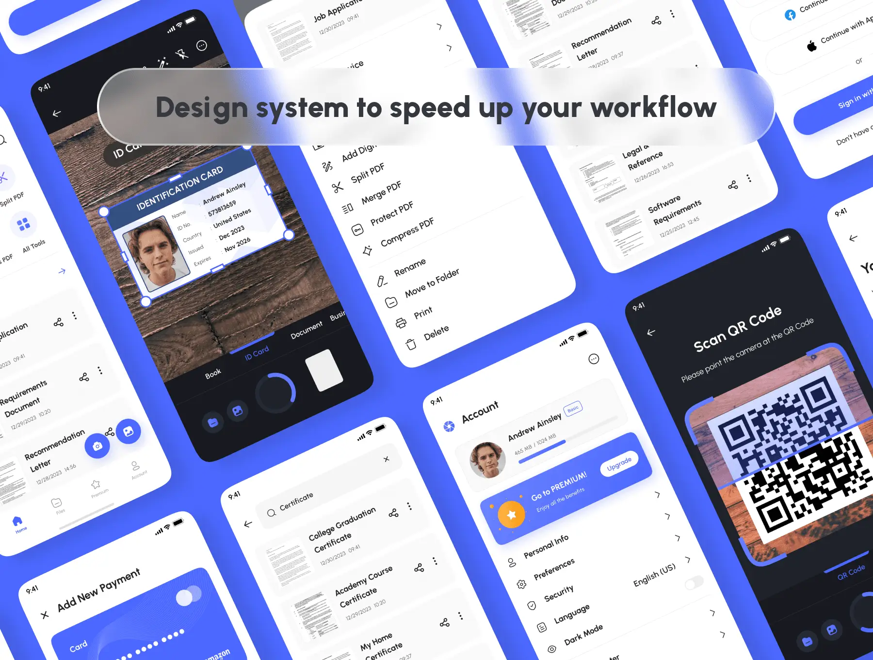 130个紫色文档和PDF扫描仪主题APP UI界面素材包