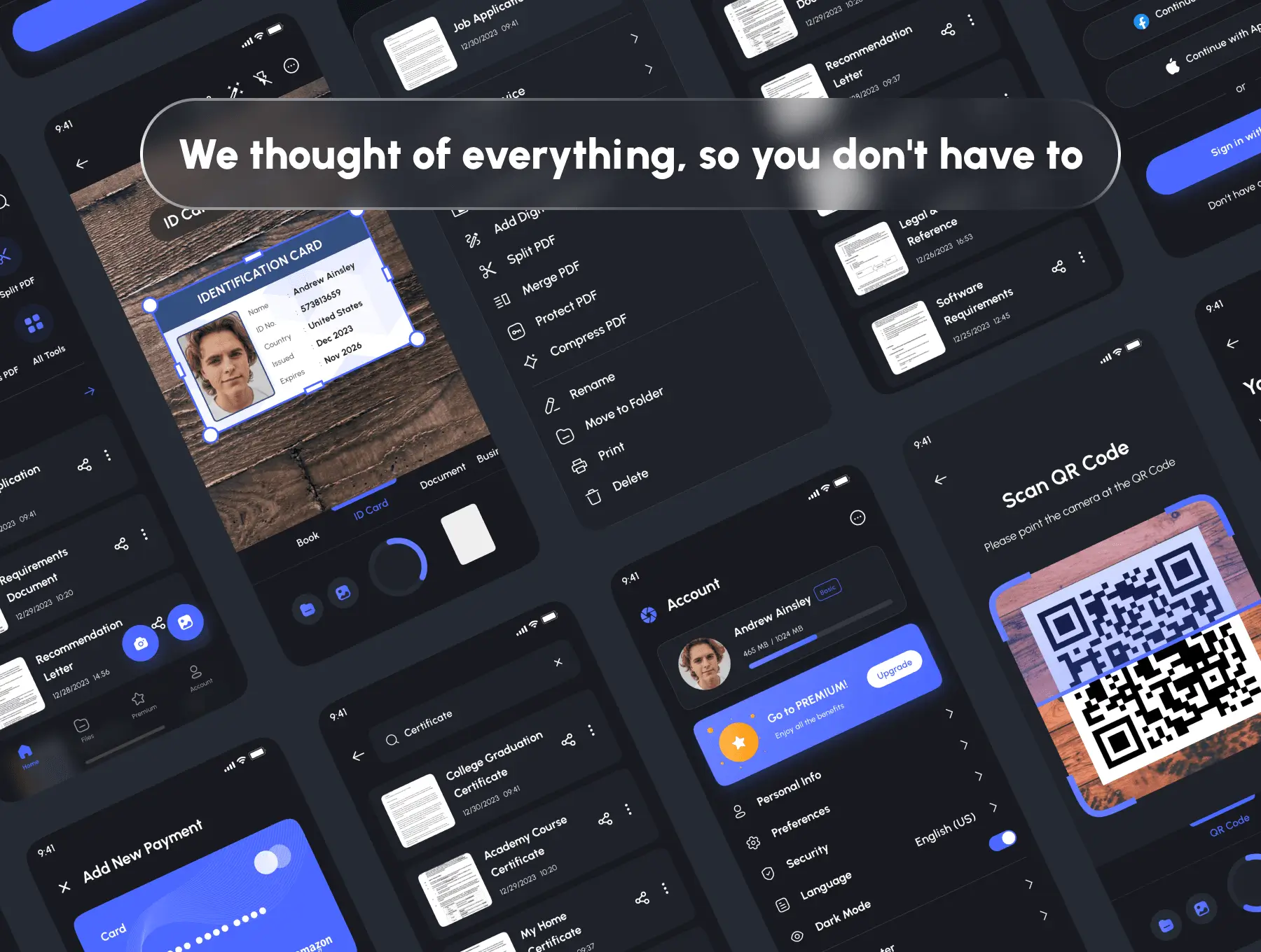 130个紫色文档和PDF扫描仪主题APP UI界面素材包