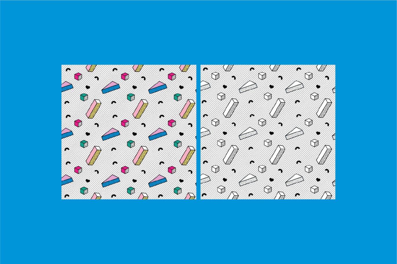 孟菲斯几何元素图案背景 (AI,EPS,PNG)