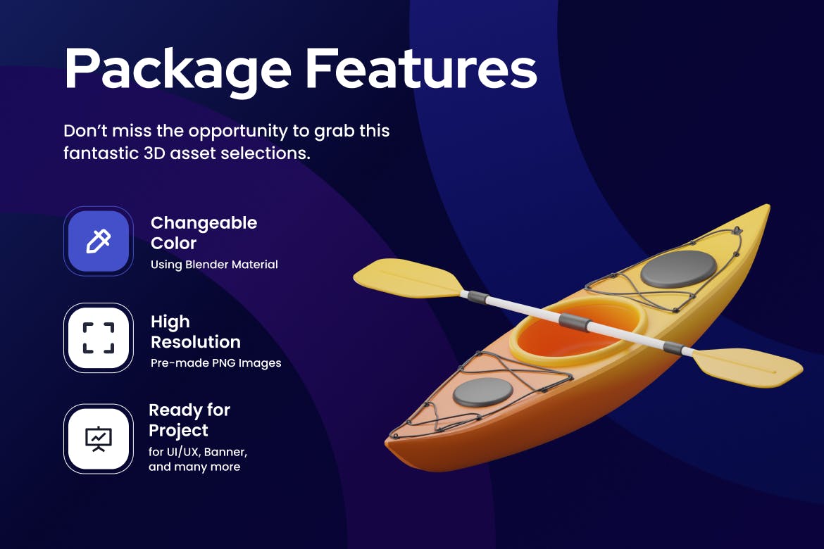 10个户外探险主题3D图标素材包（PNG,OBJ）